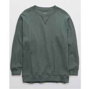Aerie sweat waffle crew neck sweatshirt is color royal palm